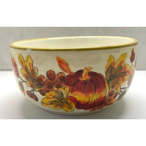 Maxcera Thanksgiving Acorns of Turkey Soup Bowl Cereal Ceramic 5.5" Across - Picture 8 of 9